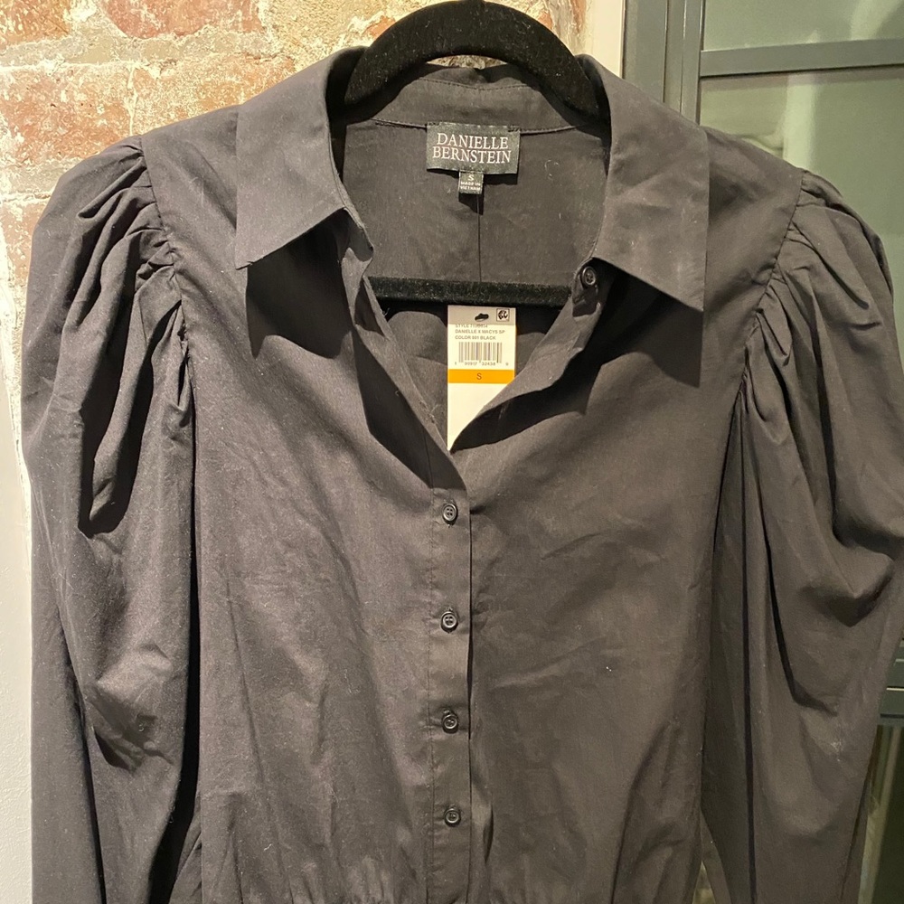 Danielle Bernstein puff sleeve body-suit, black, S